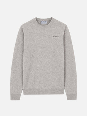 Maglia Heron grigio melange con ricamo St. Barth