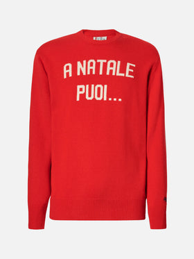 Heron-Pullover in Rot mit A Natale puoi... Jacquardmuster