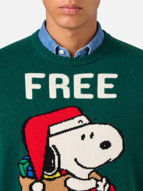 Jersey verde Heron con jacquard Snoopy | SNOOPY PEANUTS® SPECIAL EDITION 