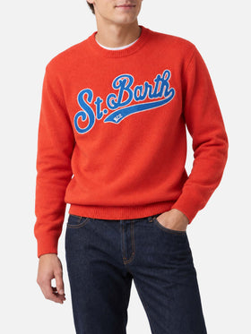 Pull orange Heron avec broderie St. Barth 