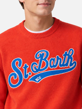 Pull orange Heron avec broderie St. Barth 