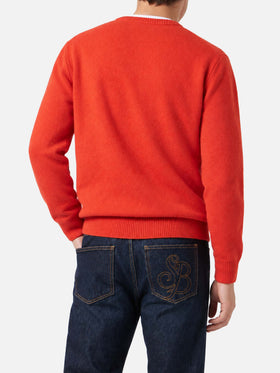 Pull orange Heron avec broderie St. Barth 