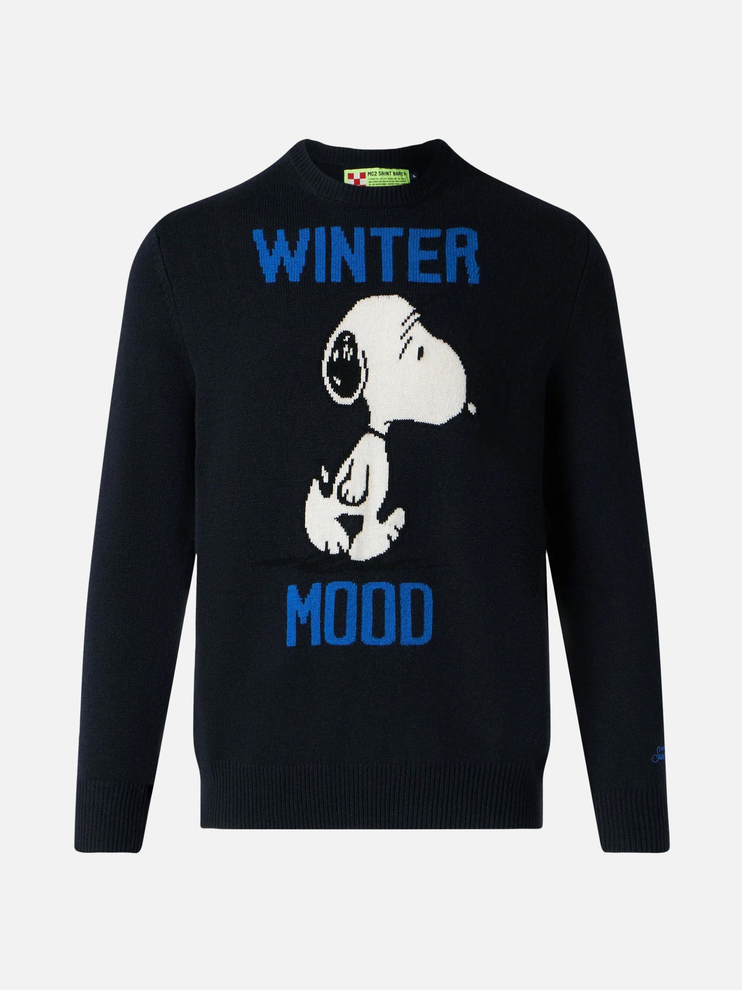 Blue sweater Heron with Winter Mood Snoopy jacquard  | SNOOPY - PEANUTS™ SPECIAL EDITION