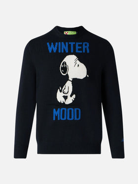 Blue sweater Heron with Winter Mood Snoopy jacquard  | SNOOPY - PEANUTS™ SPECIAL EDITION