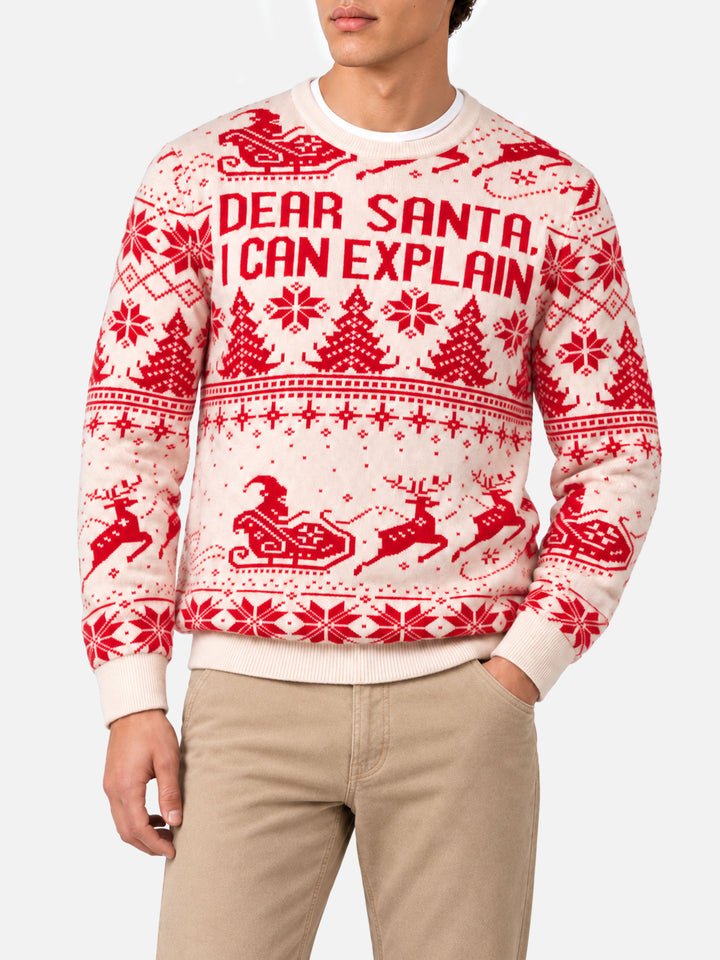 Roter Pullover Heron mit Fair-Isle- und Dear-Santa-Jacquard 