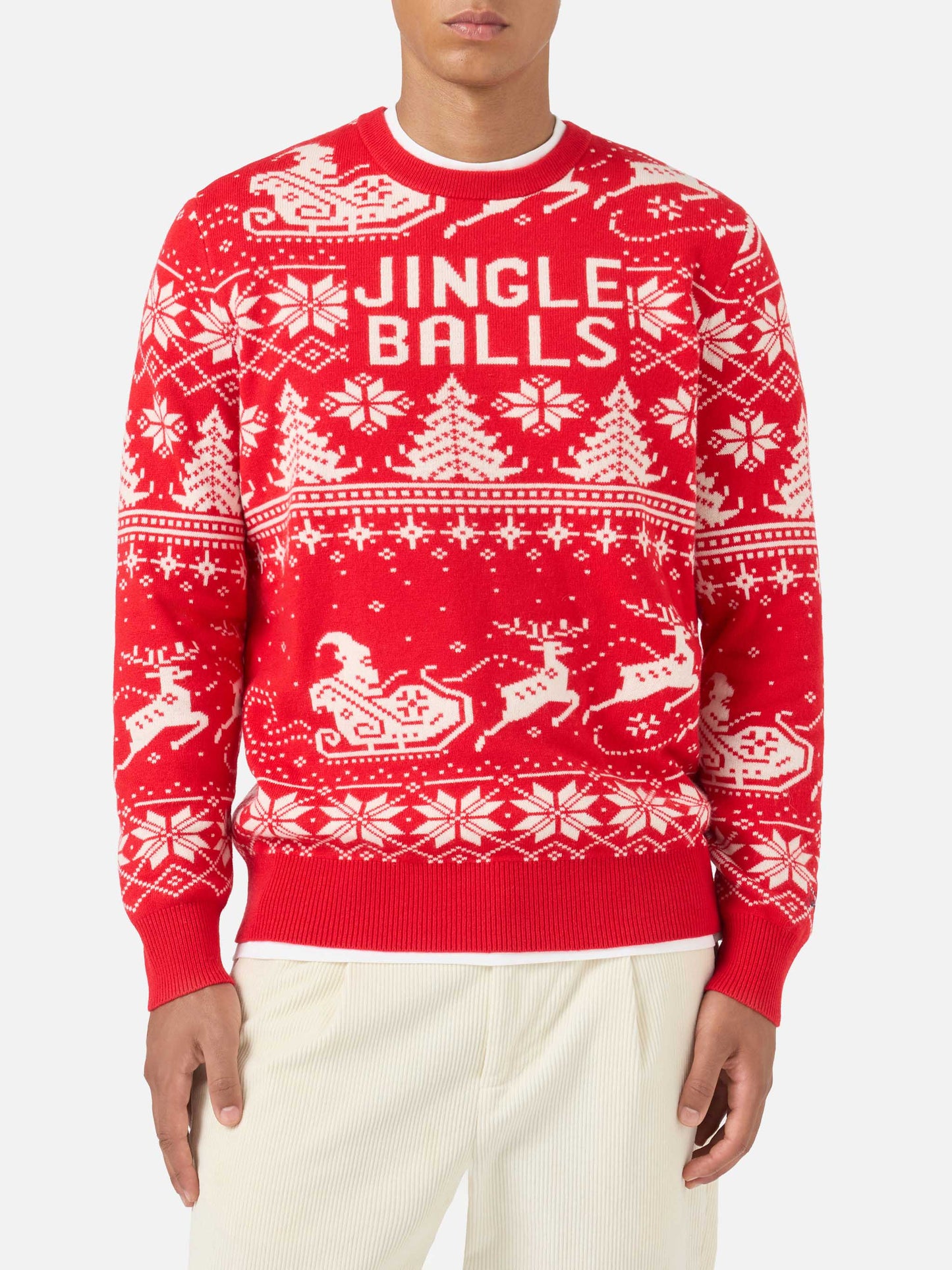 Fairs isle sweater Heron with Jingle Balls jacquard