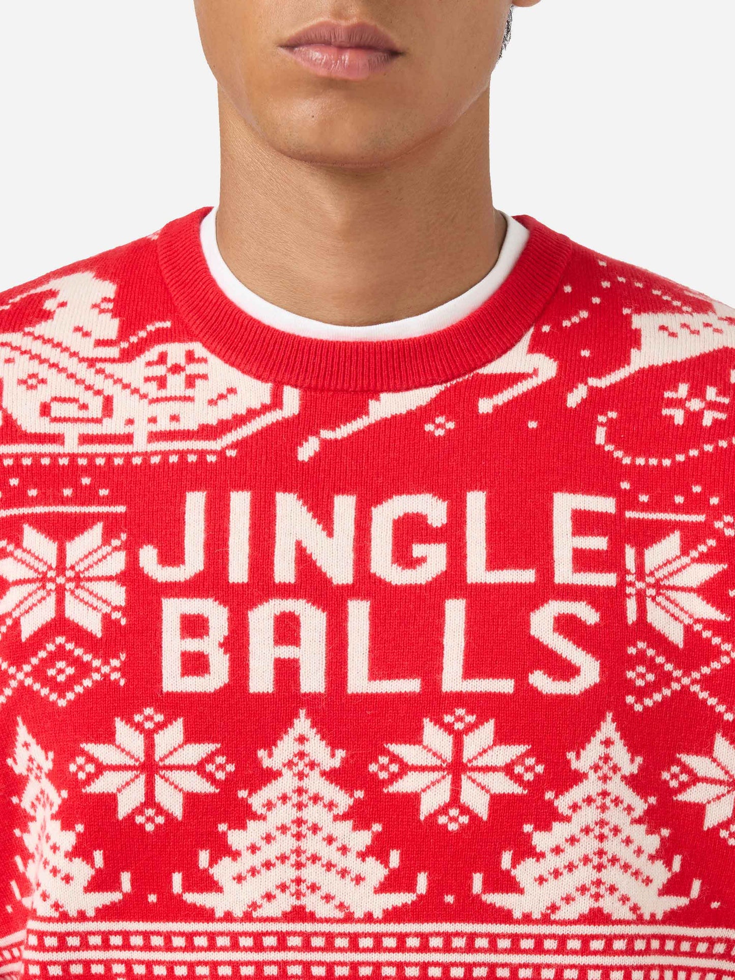 Fairs isle sweater Heron with Jingle Balls jacquard