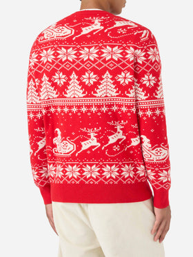 Fairs isle sweater Heron with Jingle Balls jacquard
