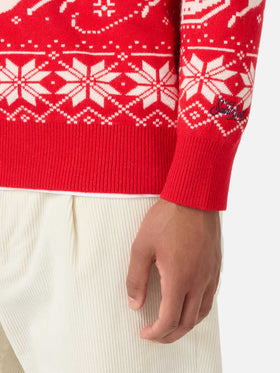 Fairs isle sweater Heron with Jingle Balls jacquard