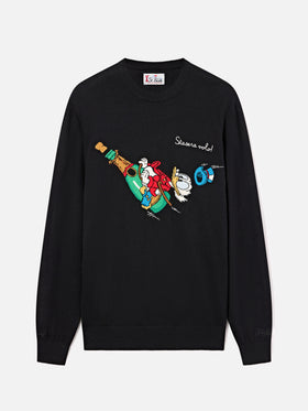 Jersey de punto de cuello redondo Black Heron Light con intarsia y bordado de Scrooge McDuck | Special edition 