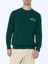 Maglione da uomo verde Heron con ricamo Cortina'83 speed