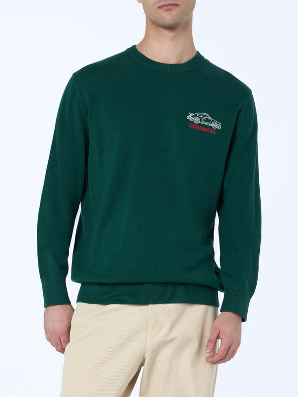 Grüner Herrenpullover Heron mit Cortina Speed-Stickerei