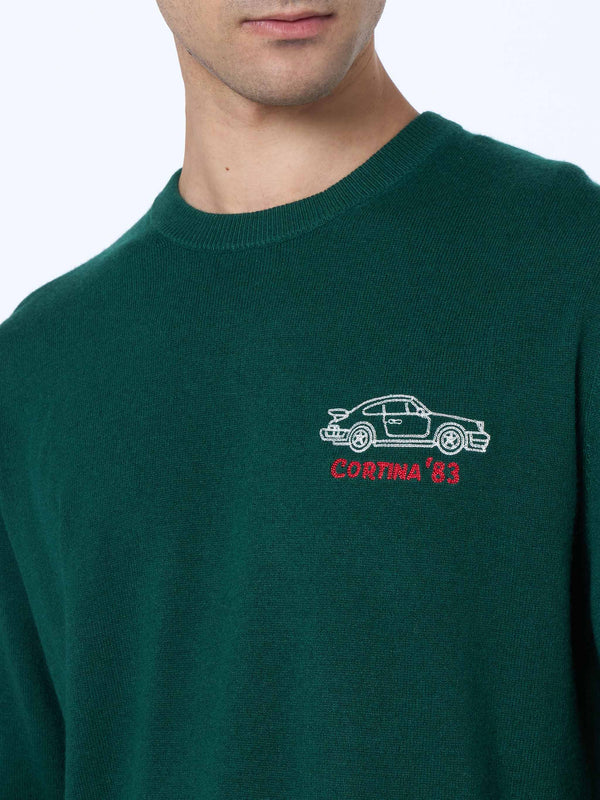 Grüner Herrenpullover Heron mit Cortina Speed-Stickerei