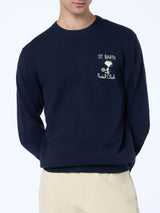 Man blue sweater Heron with Snoopy padel mini embroidery | SNOOPY PEANUTS SPECIAL EDITION