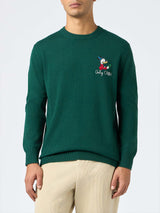 Maglione da uomo verde Heron con ricamo Scrooge only cash | EDIZIONE SPECIALE DISNEY