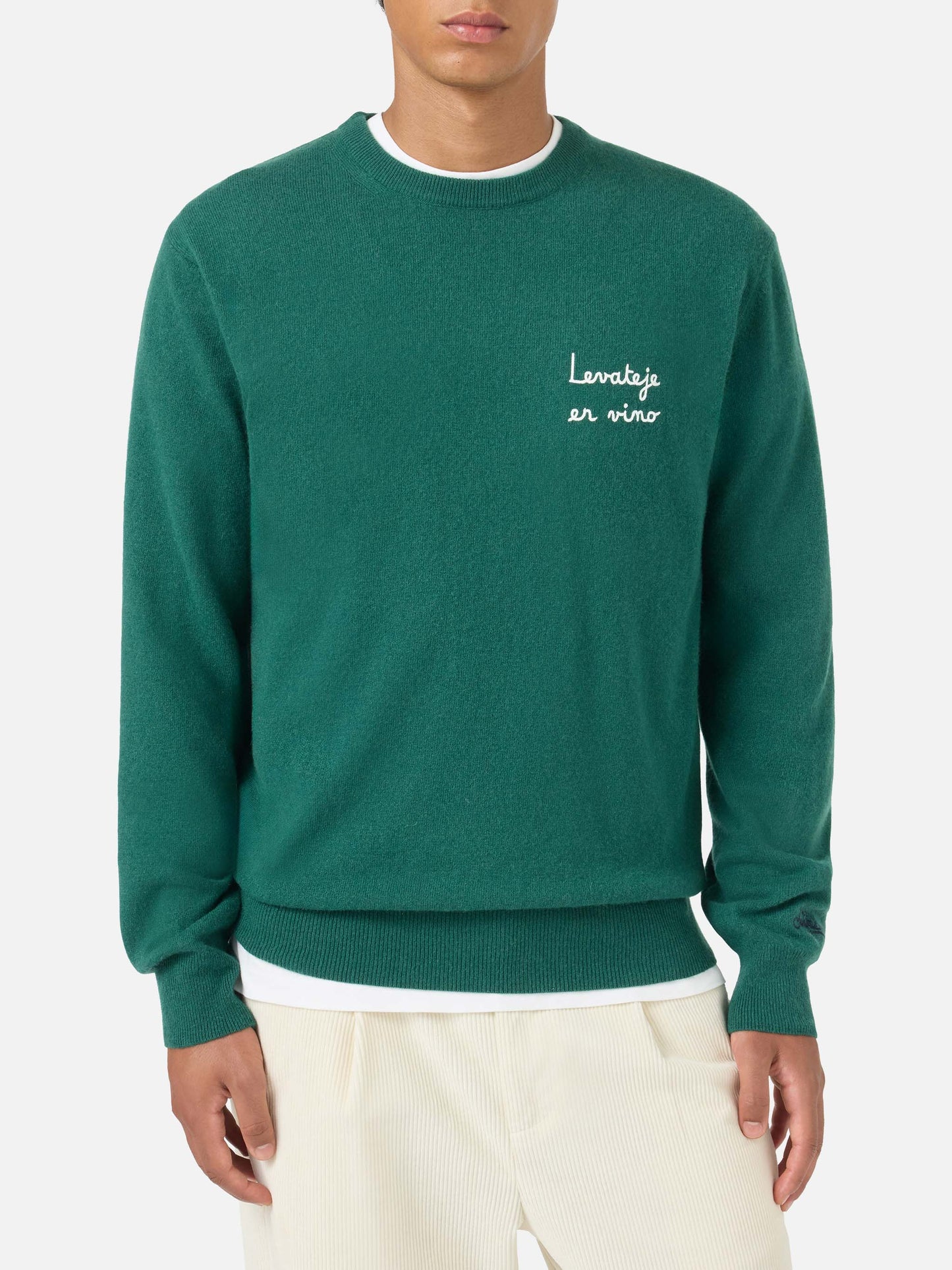 Crewneck Heron Light mit Levateje er vino-Stickerei | VACANZE DI NATALE SPECIAL EDITION 