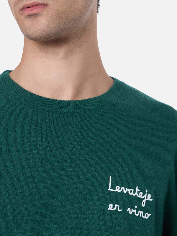 Man green sweater Heron Light with Levateje er vino embroidery| VACANZE DI NATALE SPECIAL EDITION