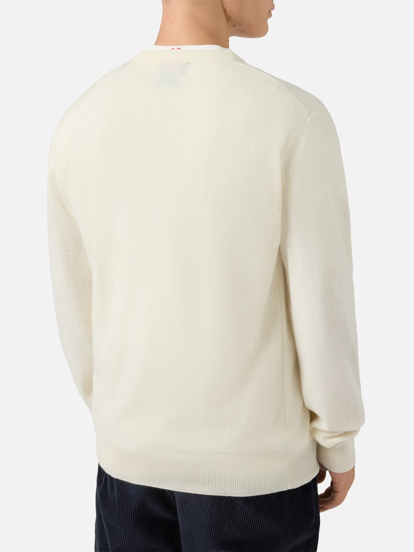 Heron Light Pullover in Weiß mit Yuppies-Jacquardmuster und Stickerei | YUPPIES SONDEREDITION