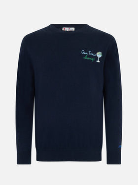 Crewneck Heron with Gin tonic champ embroidery