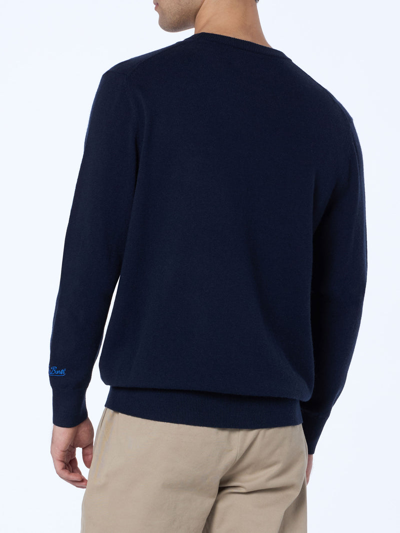 Maglione blu navy da uomo Heron con ricamo Time is money