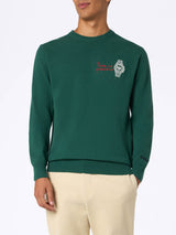 Maglione da uomo verde Heron con ricamo Money time