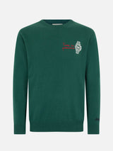 Maglione da uomo verde Heron con ricamo Money time