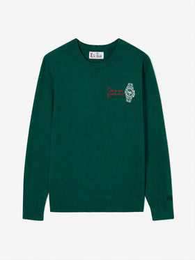 Maglione girocollo Heron con ricamo Time is precious