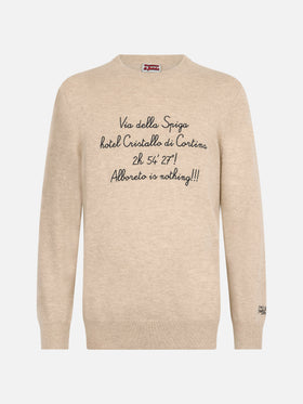 Maglione Heron Light con ricamo Via della Spiga...| VACANZE DI NATALE EDIZIONE SPECIALE 