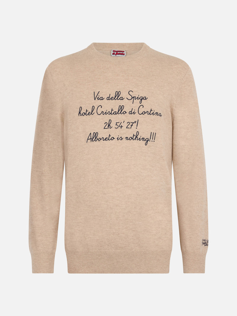 Man white sweater Heron Light with Via della Spiga... embroidery| VACANZE DI NATALE SPECIAL EDITION