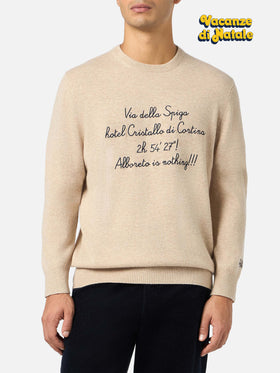 Crewneck sweater Heron Light with Via della Spiga... embroidery | VACANZE DI NATALE SPECIAL EDITION