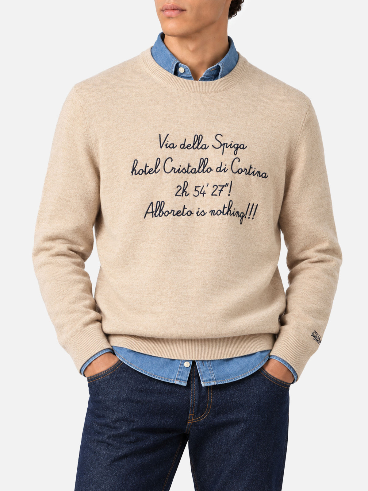 Rundhals-Sweatshirt Heron Light mit Via della Spiga... Stickerei | VACANZE DI NATALE SPECIAL EDITION 