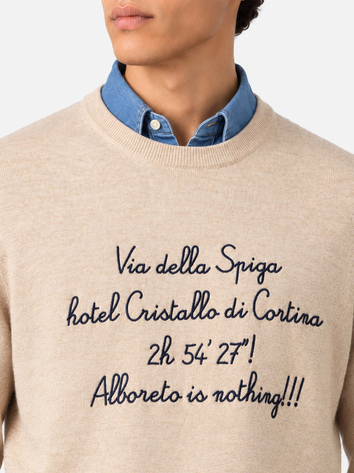 Rundhals-Sweatshirt Heron Light mit Via della Spiga... Stickerei | VACANZE DI NATALE SPECIAL EDITION 