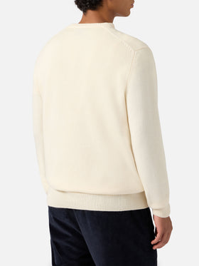 Maglione Heron bianco con jacquard cartolina St. Moritz Ski