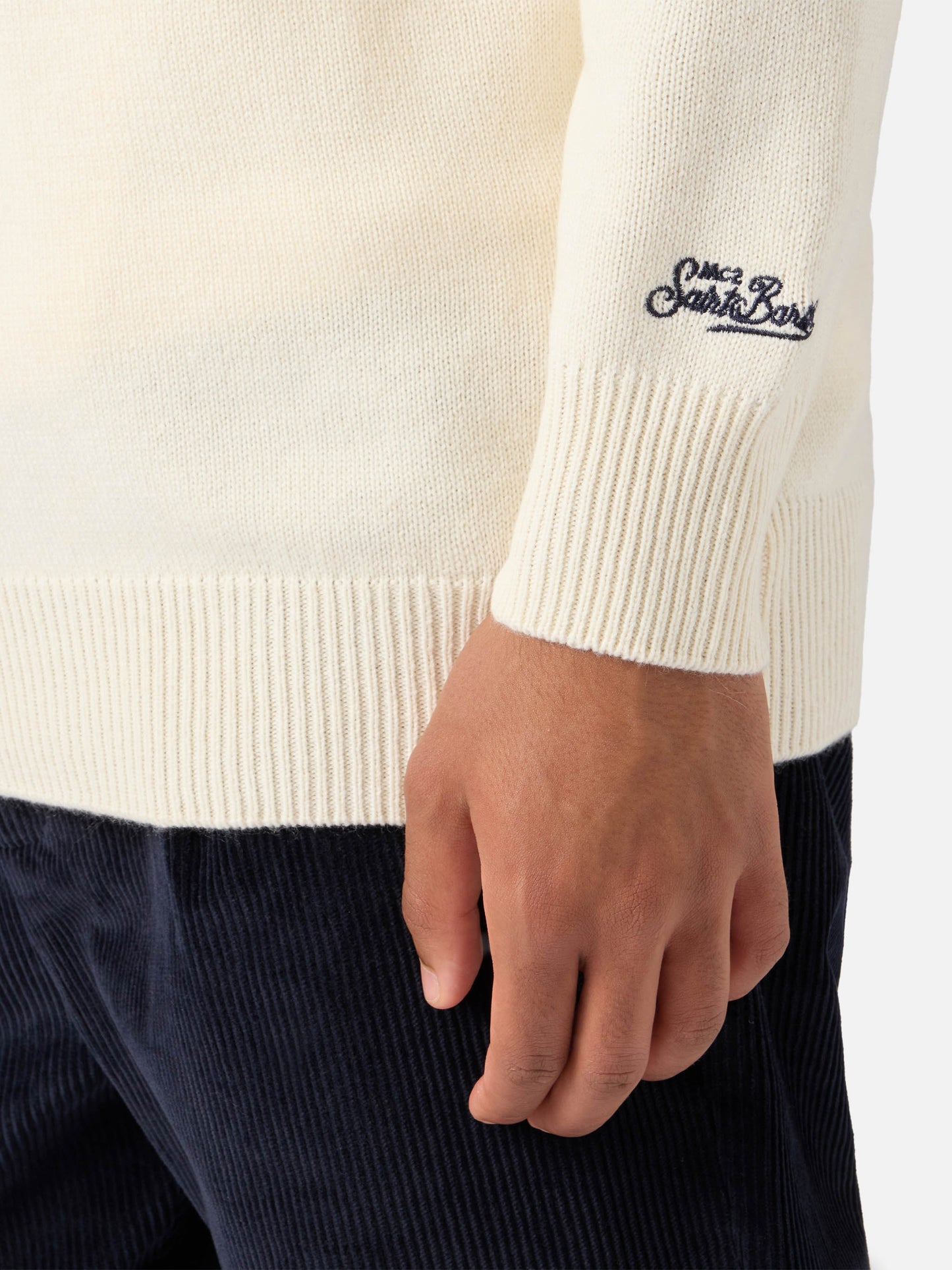 Maglione Heron bianco con jacquard cartolina St. Moritz Ski