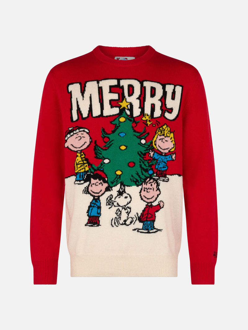 Man red sweater Heron with jacquard print Peanuts merry | SNOOPY PEANUTS SPECIAL EDITION