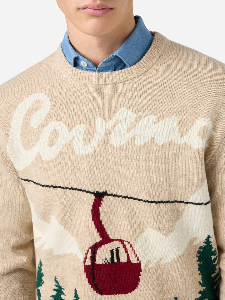 Heron sweater with Courma postcard jacquard
