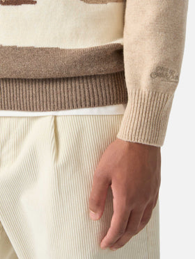 Jersey de punto de cuello redondo Beige Heron con intarsia Cortina 