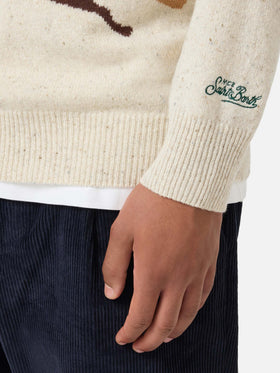 Weißer Pullover Heron mit St. Moritz-Postkartenmotiv 