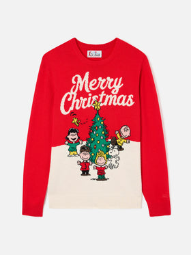 Red Heron crewneck knit with Merry Christmas intarsia | Special edition