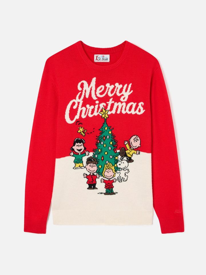 Maglia girocollo Heron rossa con intarsio Merry Christmas | Special edition