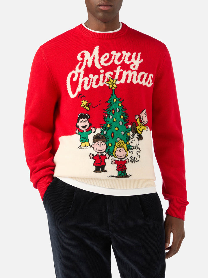 Red Heron crewneck knit with Merry Christmas intarsia | Special edition