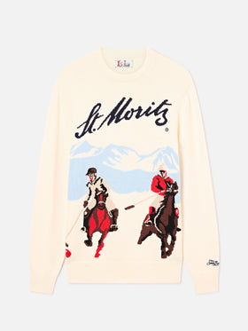 Grey Heron crewneck knit with St. Moritz intarsia | Special edition