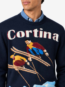 Suéter de cuello redondo Heron con jacquard de postal Cortina 