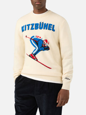 Maglia girocollo Heron grigia con intarsio Kitzbühel
