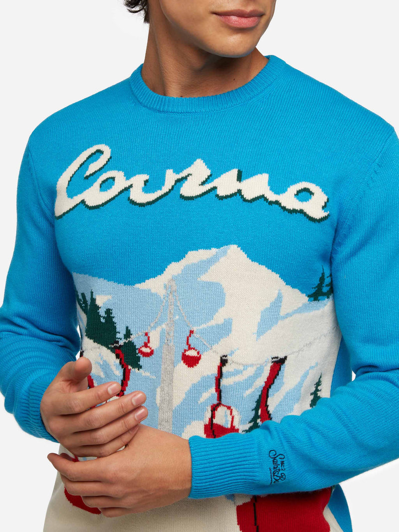 Crewneck sweater Heron with Courma postcard jacquard