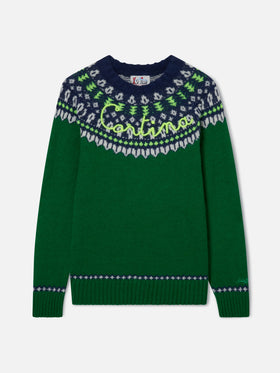 Crewneck sweater Heron with fair-isle jacquard