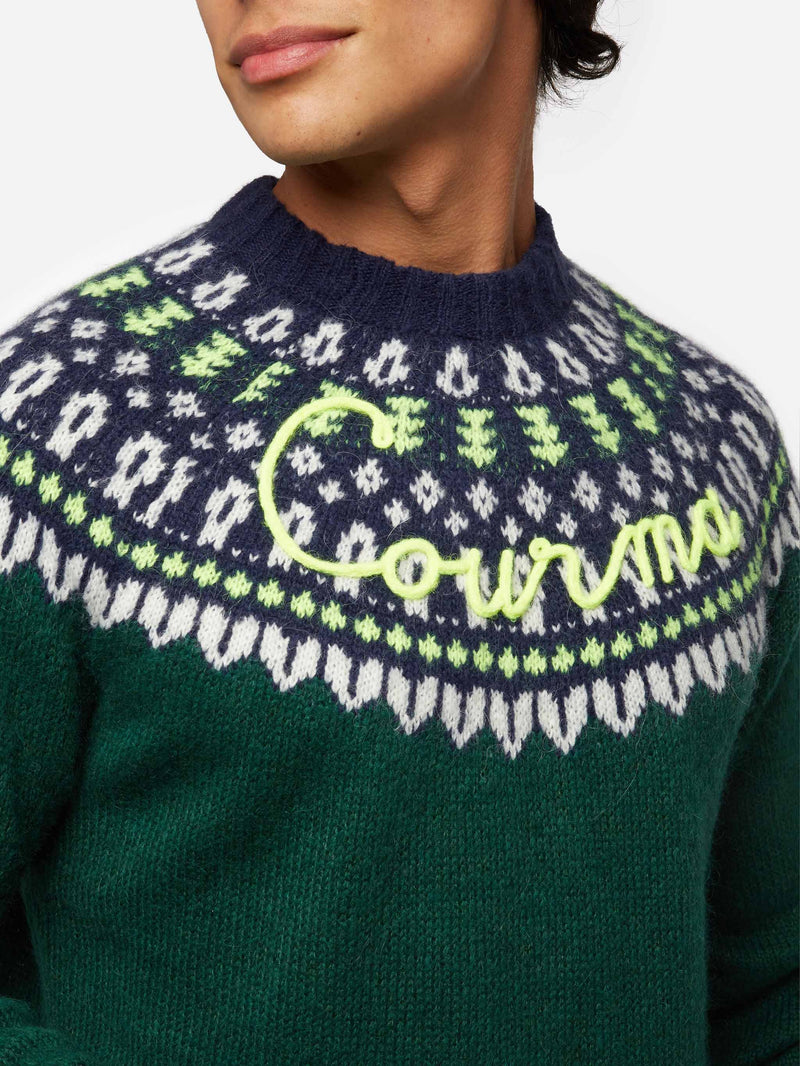 Alpaca sweater Heron Nordic Soft with fair isle jacquard and Courma embroidery