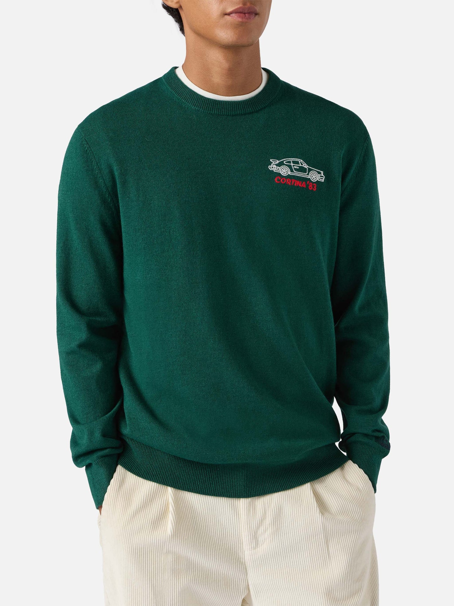 Crewneck sweater Heron Light with Cortina '83 embroidery