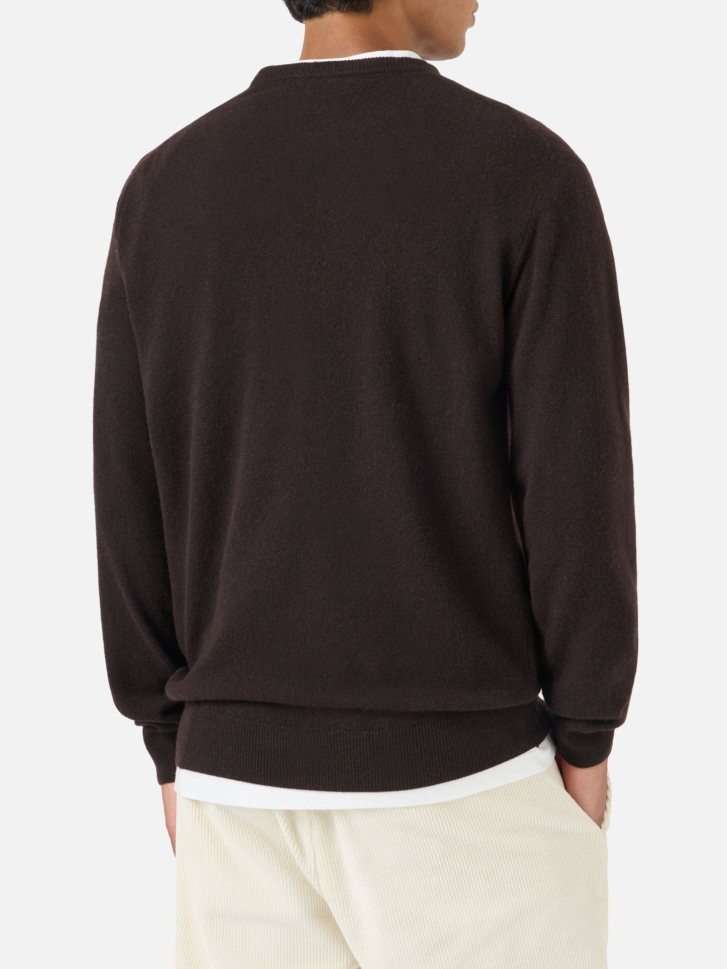 Maglione Heron Light girocollo marrone con ricamo Wall Street Dog