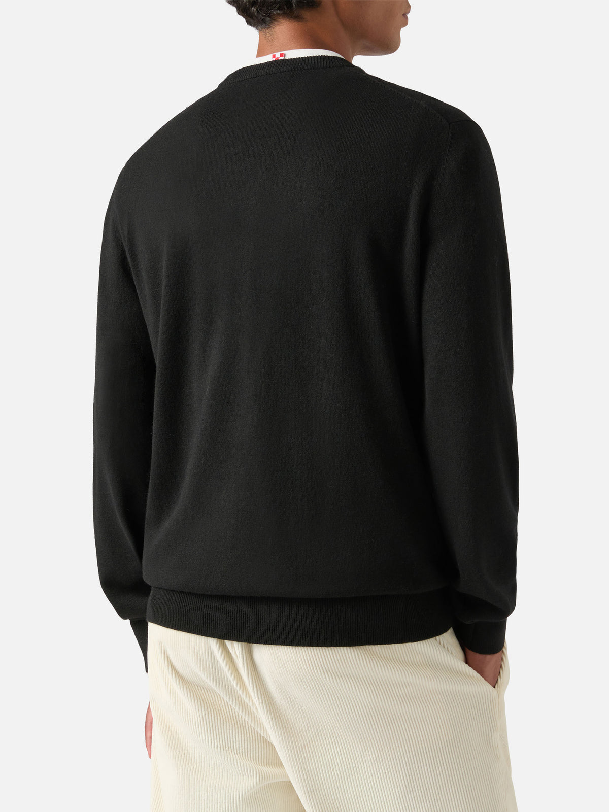 Jersey de cuello redondo Black Heron en mezcla ligera de lana y cachemira con bordado My Life Is Complicated 